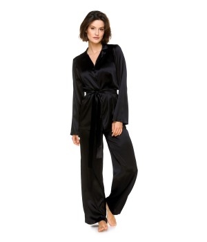 Pijama de seda azul corte amplio